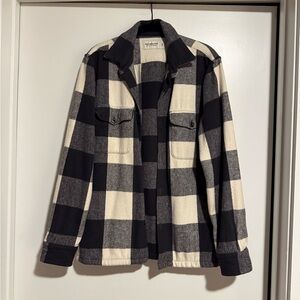Abercrombie & Fitch Black and Cream Plaid Flannel Jacket